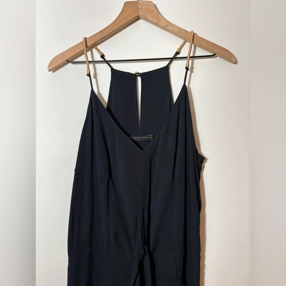 Vix Paula Hermanny Womens V Neck Tie Front Romper Black Size Small